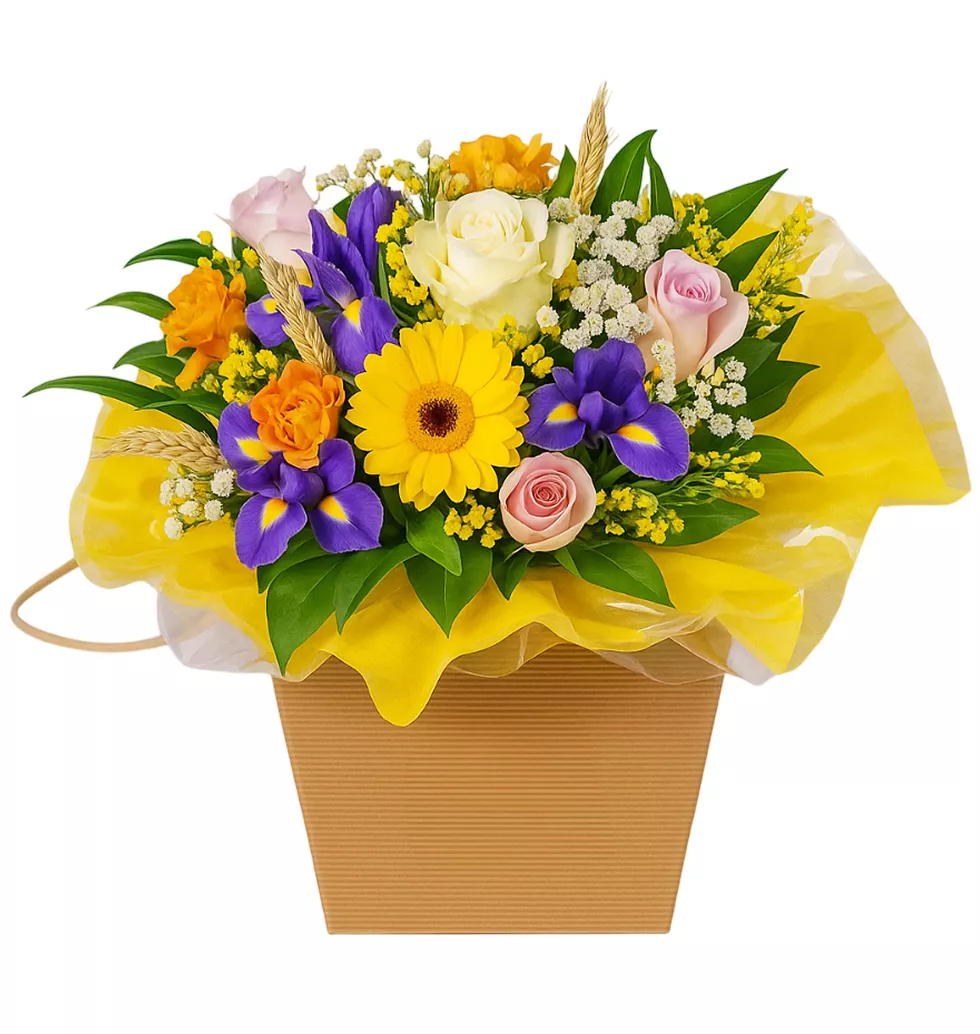 Cheerful Yellow Gerberas & Roses