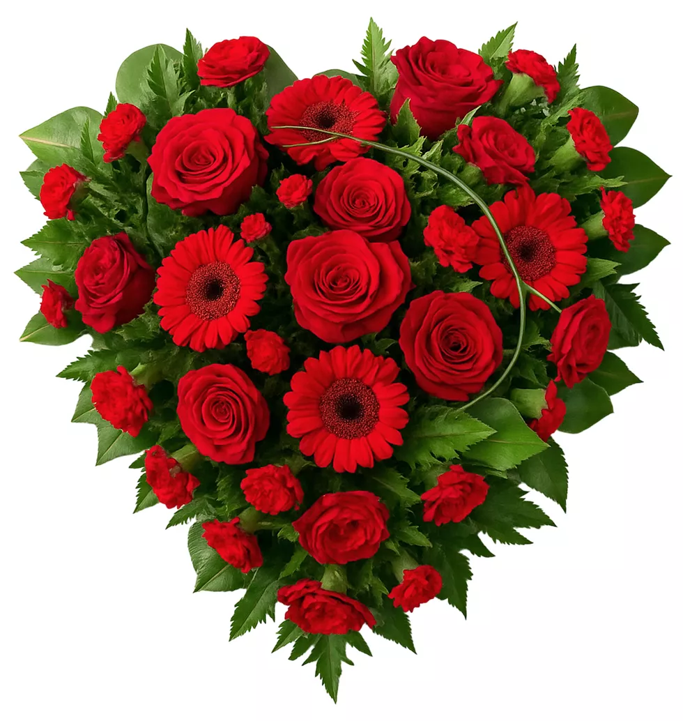 Condolences Heart Shaped Red Flowers