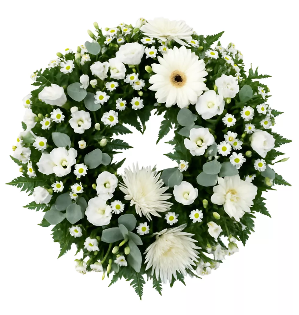 White Flowers Wreath For Condolence