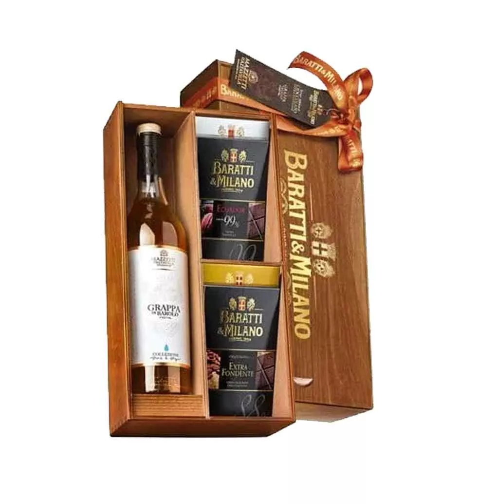 Gift Box With Grappa And Chocolate