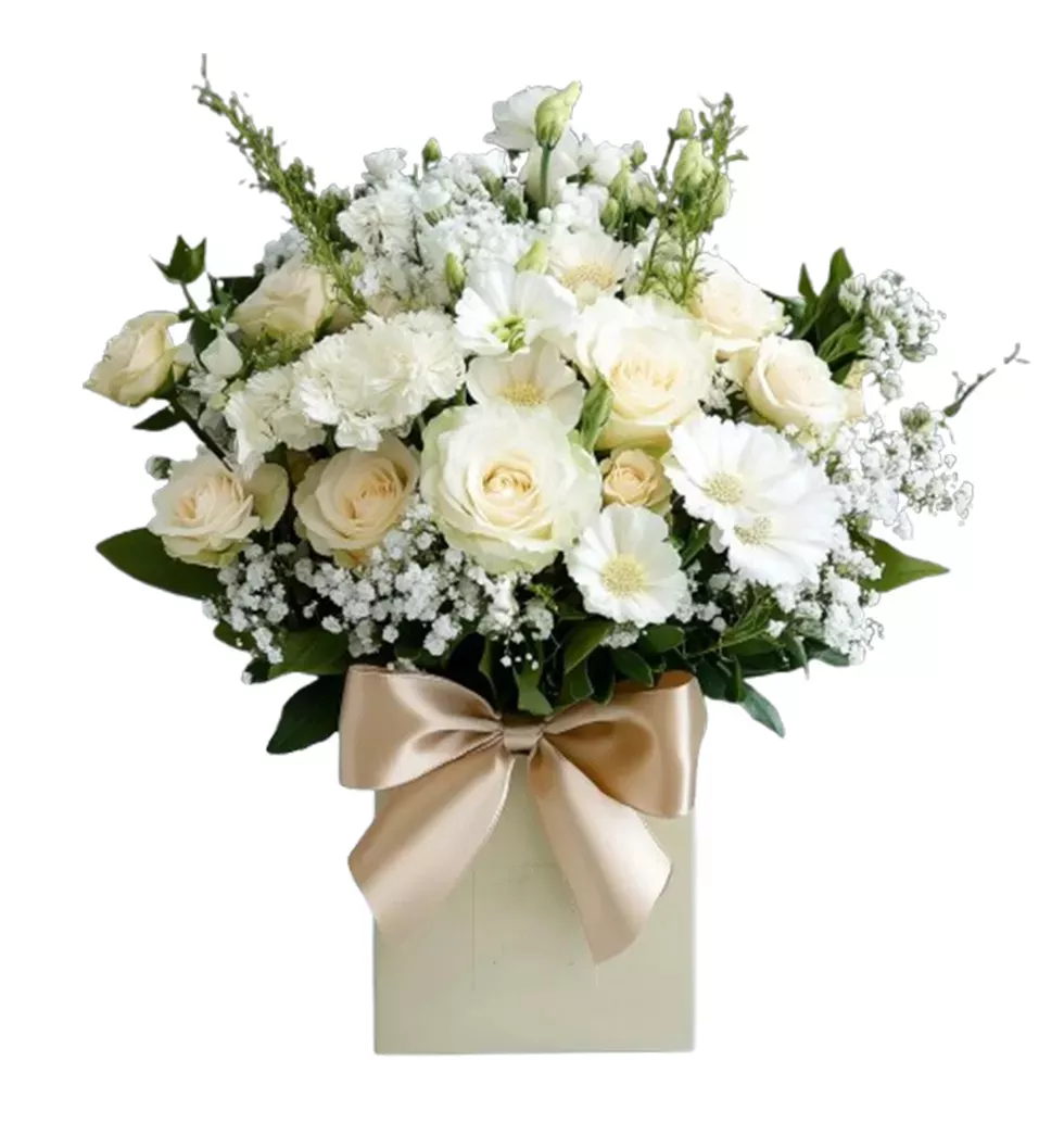 Charming Giada: White Floral Bouquet